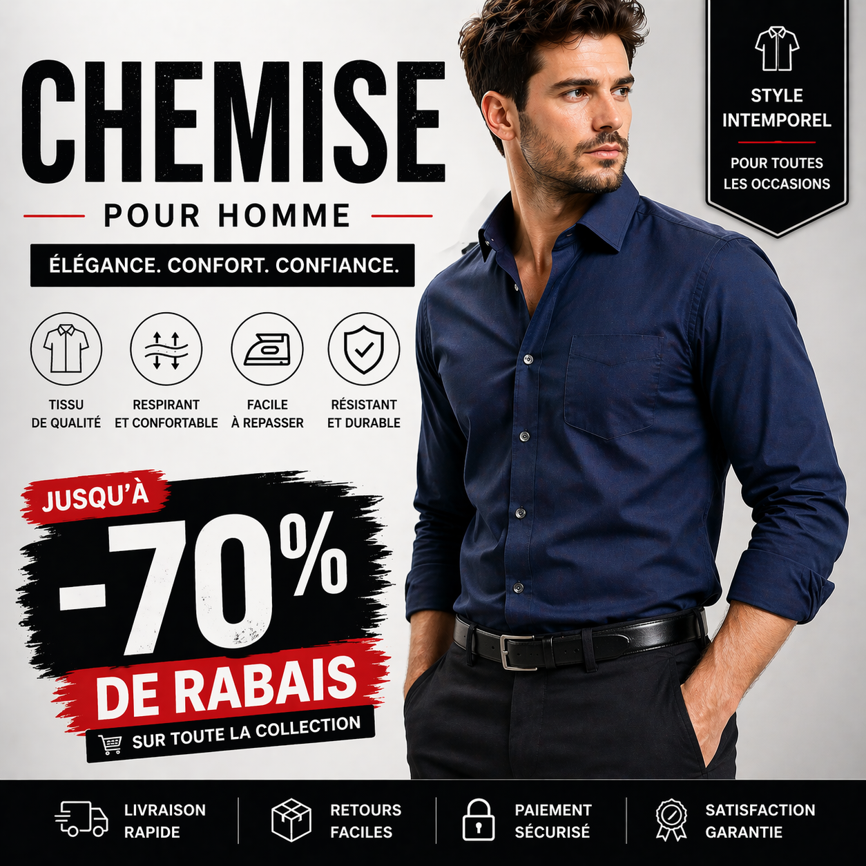 Chemise pour homme – Grandes marques à rabais